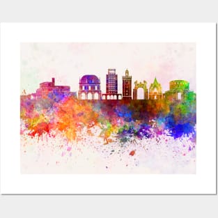 Brescia skyline in watercolor background Posters and Art